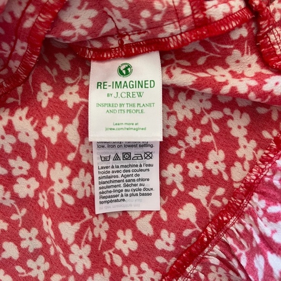 Like new! J Crew Red Floral Tiered Shirtdress | Size Small - Picture 10 of 11